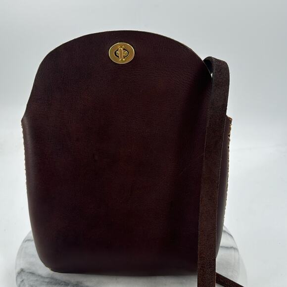 Under the tree Brown leather minimalist crossbody bag - Picture 5 of 9